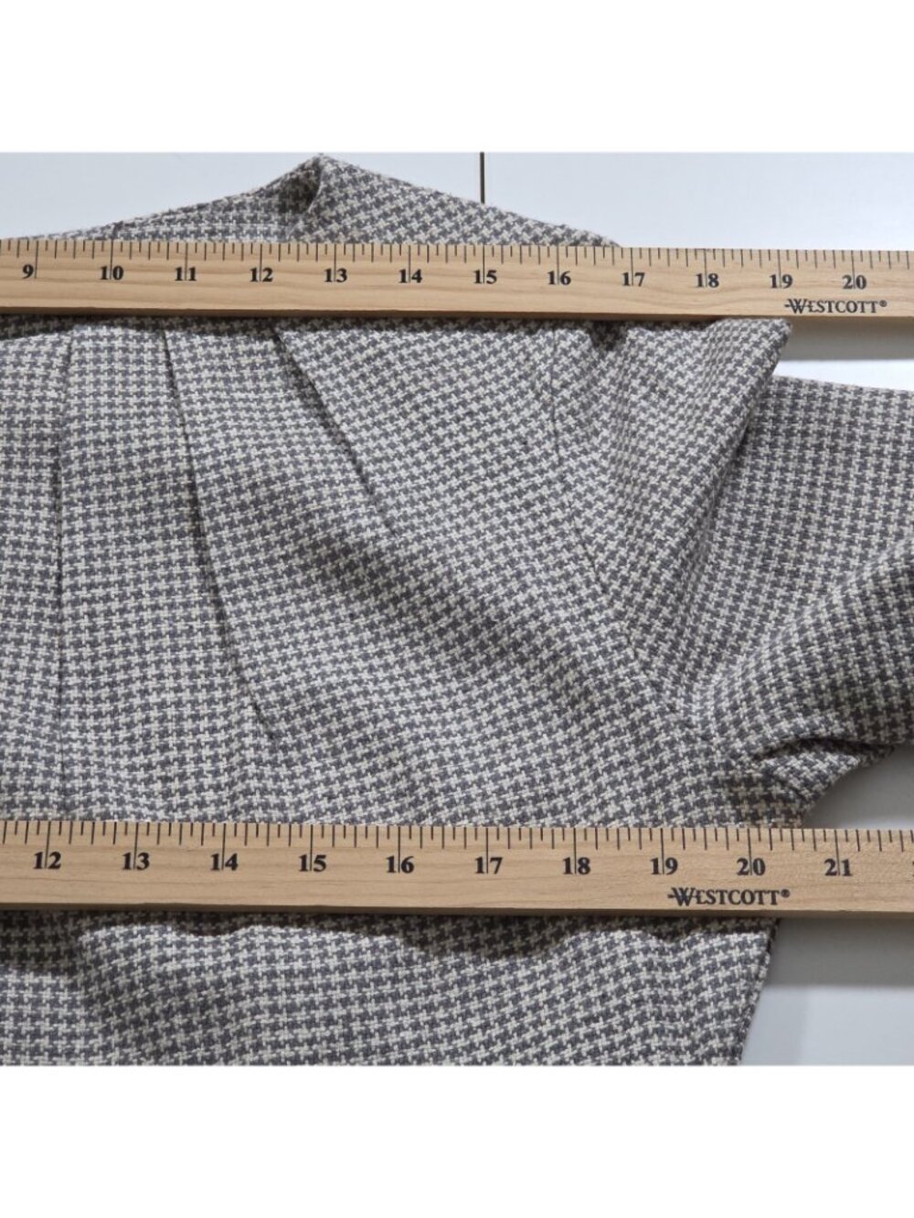 Johnnie-O Mulberry Silk Dress XXL Gray Houndstooth LS Pintuck Shift Retro Career - Picture 6 of 16